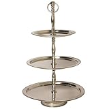 3 Tier Server with Elegant Beaded Edges - Stainless - Stores Flat