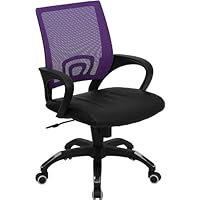 Purple Mesh Office Chair with Black Leather Seat - CP-B176A01-PURPLE-GG