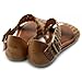 Ollio Women's Shoe Braided Side Buckle Accent Multi Color Flat Sandal