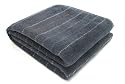 Dicke, flauschige graue Baumwoll Decke mit Streifen in orange, grau blau - 140x200cm Wolldecke mit 25% Wolle, waschbar. Statt 59,90 EUR nur