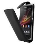 Negro Funda de Cuero para Sony Xperia...