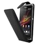 Negro Funda de Cuero para Sony Xperia L (Experia S36H) - Flip Case Cover Con Tapa