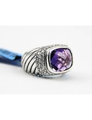 Single Detail Page Misc: David Yurman Ring 7,5 Silver Diamonds 1.29 Ctw Pave Modern Noblesse Amethyst #19 - David Yurman
