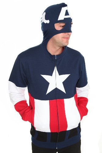  Marvel Captain America Costume Men Zip Hoodie Sweater