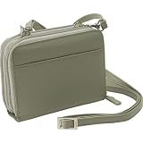Derek Alexander Leather Small Twin Zip Organizer With Removable Shoulder Strap