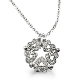 Sterling Silver Reversable Heart Necklace Set With Cz’s [Jewellery]
