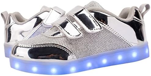 Tokee Kid Led Light Up Shoes Double Hook and Loop Closure USB Cable Charging Glowing Sneakers