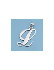 Sterling Silver Italian Initial L Pendant Wholesale Cute Charm Pure 925 New 30mm with 1mm Ball Bead Chain