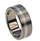 Titanium ring w/ pure silver inlay - Width: 8mm