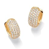 18k Gold-Plated Five-Row Round DiamonUltra™ Cubic Zirconia Huggie-Style Hoop Pierced Earrings