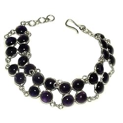 Silver Link Bracelets Amethyst Gemstone Jewelry (brclts017brclt)