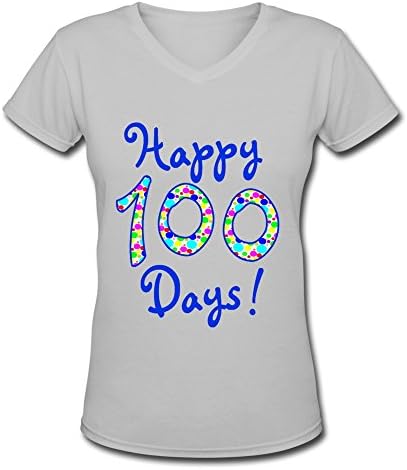 Onleya Women's 100th Day Of School Logo V-Neck Tee XXL DeepHeather