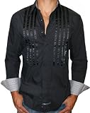 ENGLISH LAUNDRY Mens Vintage Fashion Long Sleeve Woven Button Down Dress Shirt Black