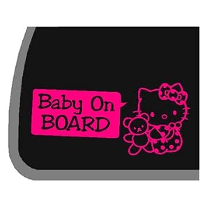 GIRL Hello Kitty Baby On Board PINK Car Decal / Sticker