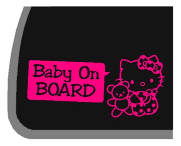 GIRL Hello Kitty Baby On Board PINK Car Decal / Sticker