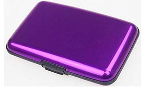 Waterproof Business Id Credit Card Wallet Holder Aluminum Metal Case Box (Purple)
