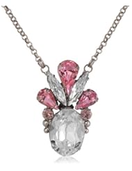 Sorrelli "Crystal Rose" Deco Style Oval Crystal Silvertone Pendant Necklace, 16.88"