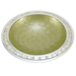 Julia Knight 12-inch Classic Round Enameled Aluminum Bowl in Kiwi with Mother of Pearl Border