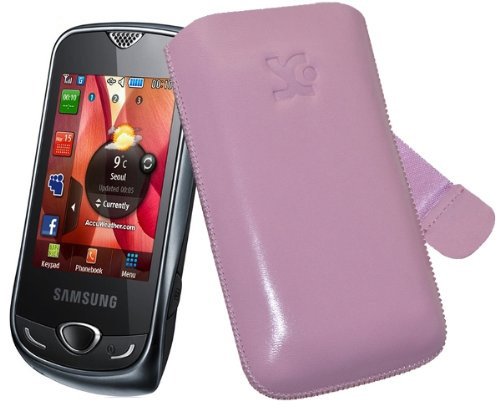 Suncase Ledertasche (Lasche mit R&uuml;ckzugfunktion) f&uuml;r Samsung Corby 3G S3370 rosa Preisvergleich