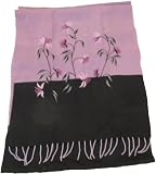 Vietnamese Embroidered Silk Scarf - Lilac