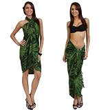 Ladies' Embroidered Tie Dye Sarong by 1 World Sarongs in Dark Green