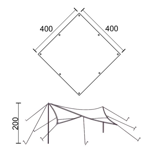 10T TARP II Voile d'ombrage Beige 400 x 400 cm