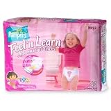 Pampers Feel 'n Learn Girls Mega Pk,26-40lbs,3PkX40ea