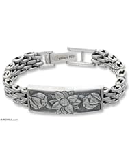 Sterling silver braid bracelet, Lotus