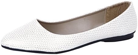 Sol Los Angeles Women's Gold Fish Scale Patterned Ballet Flat Shoes, White, 6 B(M) US
