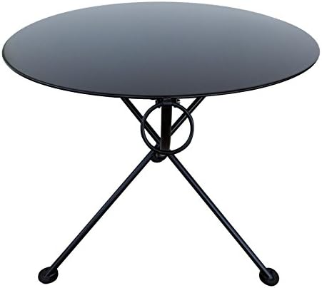 Furniture DesignHouse French Café Bistro 3-leg Folding Bistro Table, Jet Black Frame, 34" Round Metal Top x 29" Height