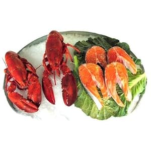 Lobster and Salmon Lover, 2 Lobsters and 4 Salmon Steaks by Charleston Seafood