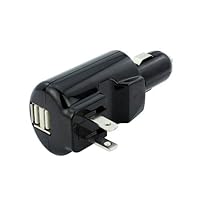 EZOPower All-in-One USB Travel Charger - AC Wall Charger and DC Car Charger in One with Two Dual USB Output Ports - Great for Charging Cell Phones,MP3s, iPods, iPhones, and Other Wireless Devices