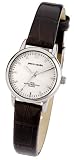 Pierre Cardin, Ladies black leather strap Analogue watch, silver dial