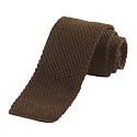 New Retro Skinny Solid Brown Cotton Knit Tie Necktie