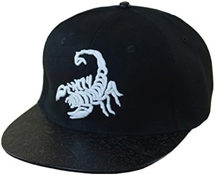 Alwin Embroidery Scorpion Baseball Cap Hipster Hip-pop Poping Snapback Brim Hat Black