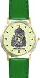 Poodle - Toy (SC) Dog - WATCHBUDDY&reg; DESIGNER DELUXE TWO-TONE THEME WATCH - Arabic Numbers-EMERALD ISLE STYLE - Light Green Dial with Green Leather Strap-Women's Size-Small