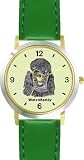 Poodle - Toy (SC) Dog - WATCHBUDDY&reg; DESIGNER DELUXE TWO-TONE THEME WATCH - Arabic Numbers-EMERALD ISLE STYLE - Light Green Dial with Green Leather Strap-Women's Size-Small