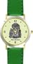 Poodle - Toy (SC) Dog - WATCHBUDDY� DESIGNER DELUXE TWO-TONE THEME WATCH - Arabic Numbers-EMERALD ISLE STYLE - Light Green Dial with Green Leather Strap-Women's Size-Small