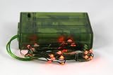Micro LED 20 Amber Color Lights Battery Operated on 7ft Long Green Color Ultra Thin String Wire