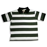 Dogwood - Boys Short Sleeve Striped Polo Shirt, Olive, White