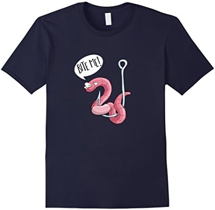 Men's Bite Me Fishing Shirt Bait Worm Nightcrawler Funny Hook Girl 3XL Navy