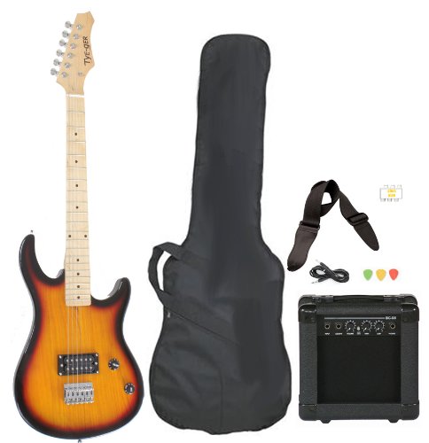 Full Size Electric Guitar with Amp, Case and Accessories Pack Beginner Starter Package Vintage Sunburst
