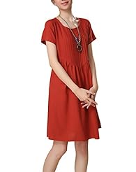 Cotton Summer Short Sleeves Round Neck Jumpsuit 