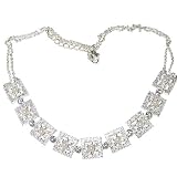 Bridal Necklace Silver Tone Pearls Austrian Crystals