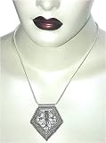 Chain Pendant In Sterling Silver With Zircon Gemstones Oval Shape Jewelry 2.25 "