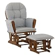 Stork Craft Hoop Glider and Ottoman, Cognac/Light Denim