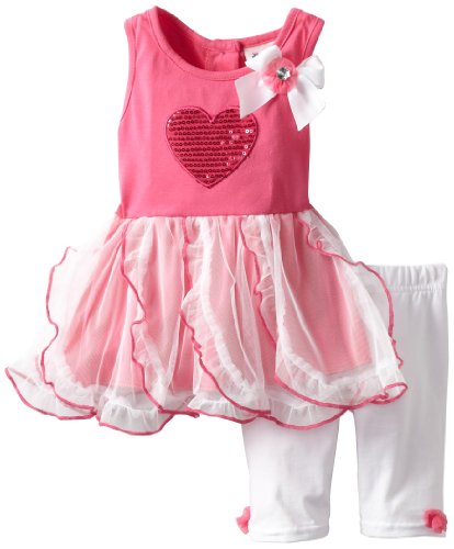 41KXS8Lj66L Little Lass Baby Girls Infant 2 Piece Dress Set with Heart, Fuchsia, 24 Months