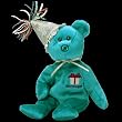 TY Beanie Baby - DECEMBER the Teddy Birthday Bear (w/ hat)