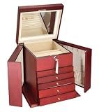 A Chest With Multi Draws, Trays And Mirror Mahogany Finish