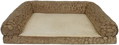 Canine Creations Orthopedic Pebble Embossed Mink Rectangle Bolster Pet Bed, 36 by 27-Inch, Bamboo